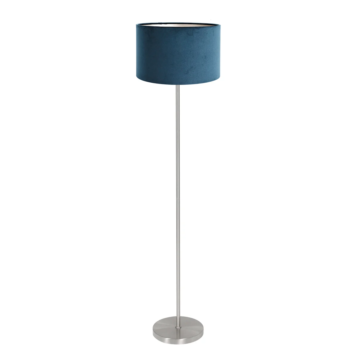 Lámpara de pie acero pantalla terciopelo azul Mexlite Noor