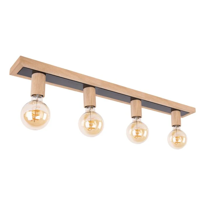 Mugueta Lámpara de Techo Madera clara, 4 luces