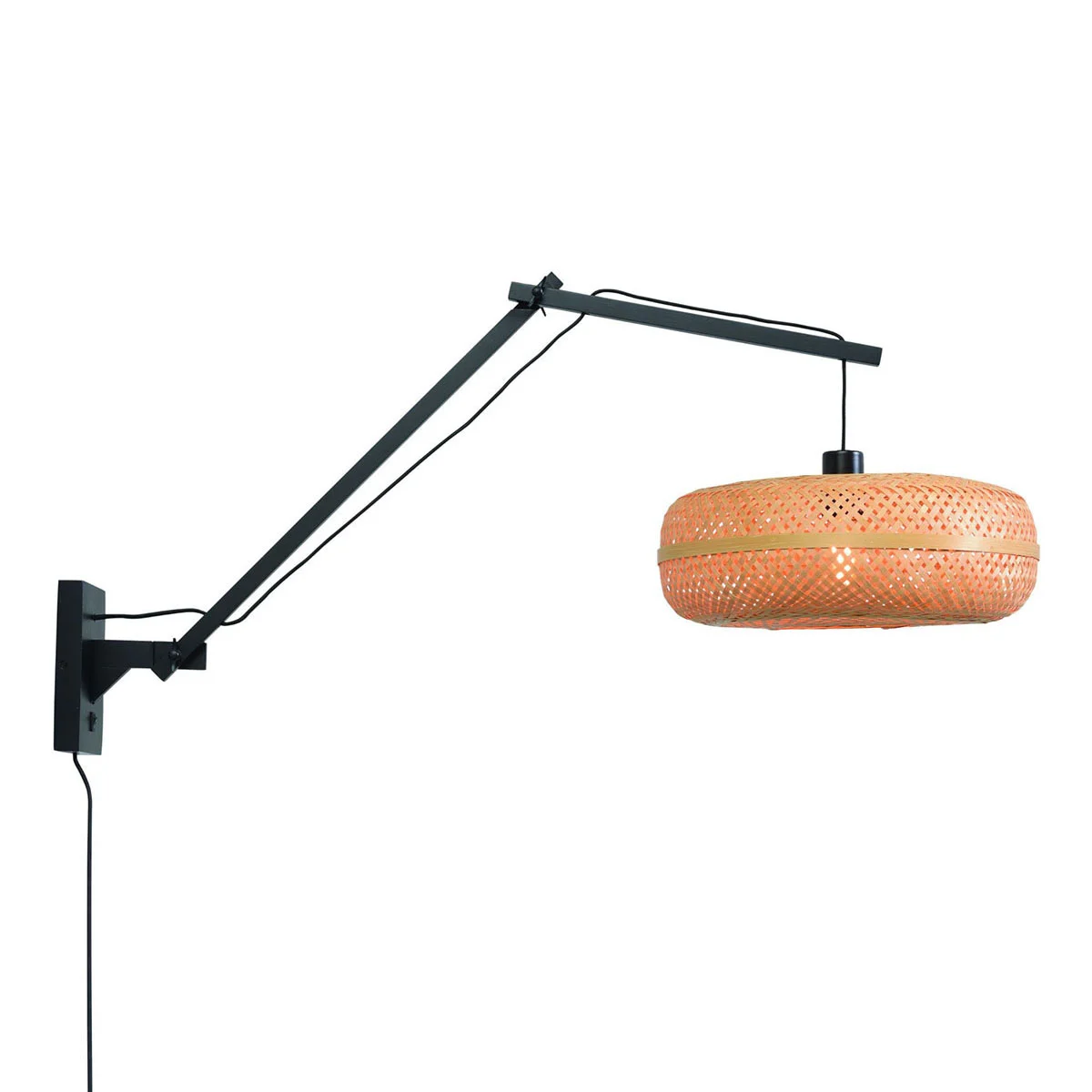 Lámpara de pared bohemia redonda en negro y natural GOOD & MOJO Palawan
