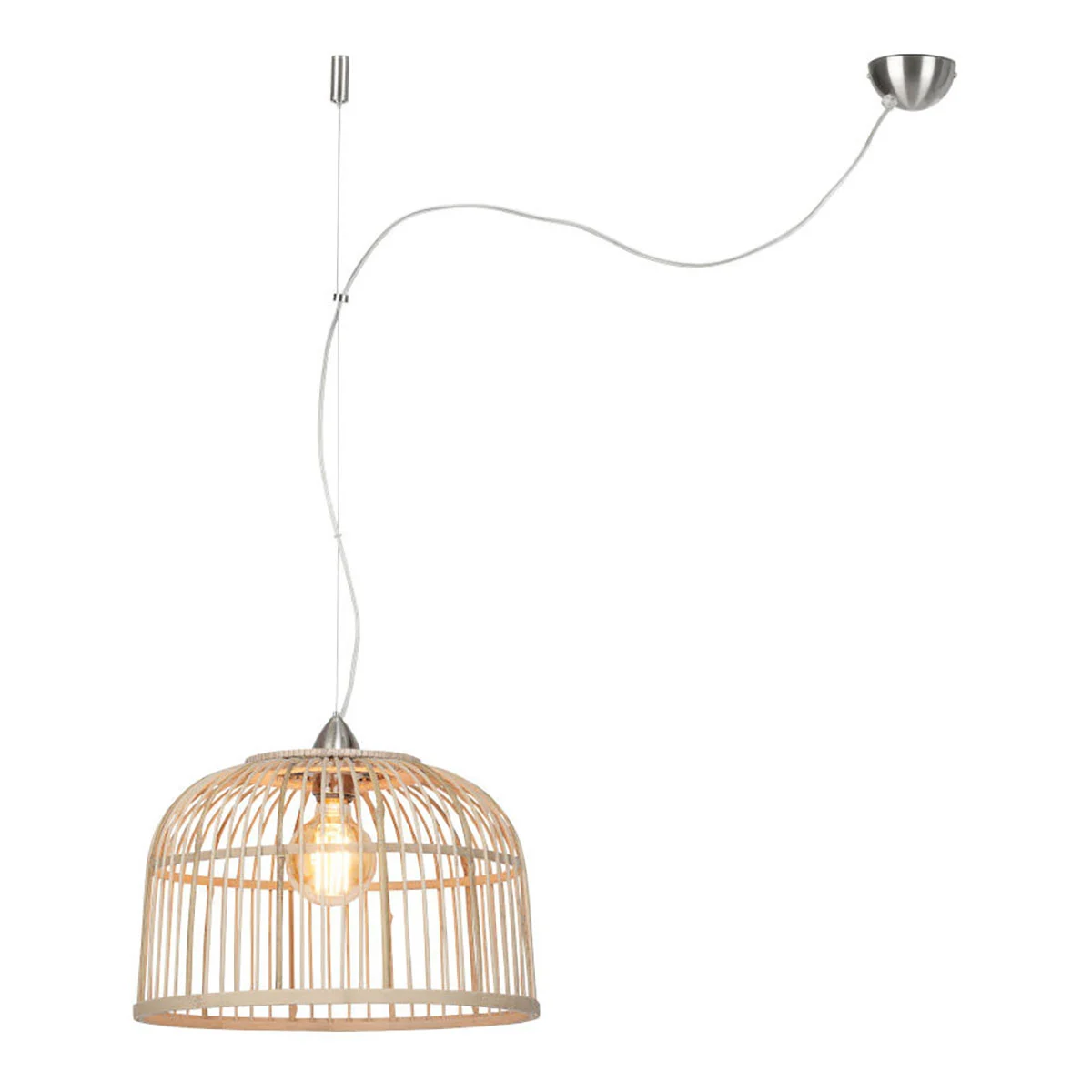 Lámpara colgante de bambú natural/níquel de 1 luz GOOD & MOJO Borneo