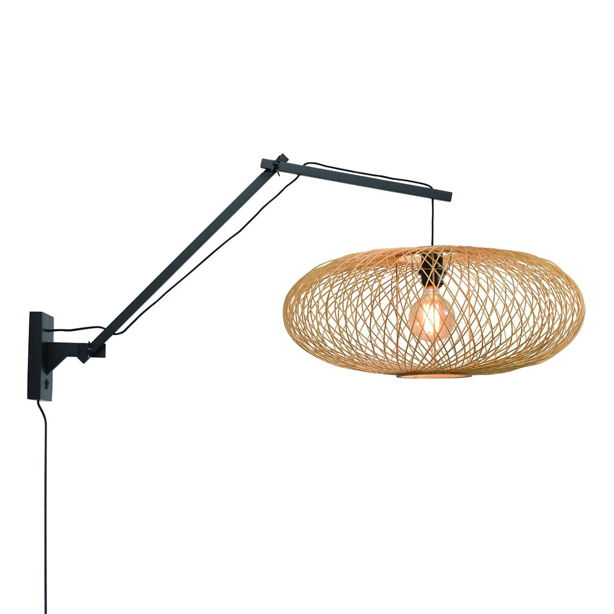 Lámpara de pared trenzada natural-negra GOOD & MOJO Cango