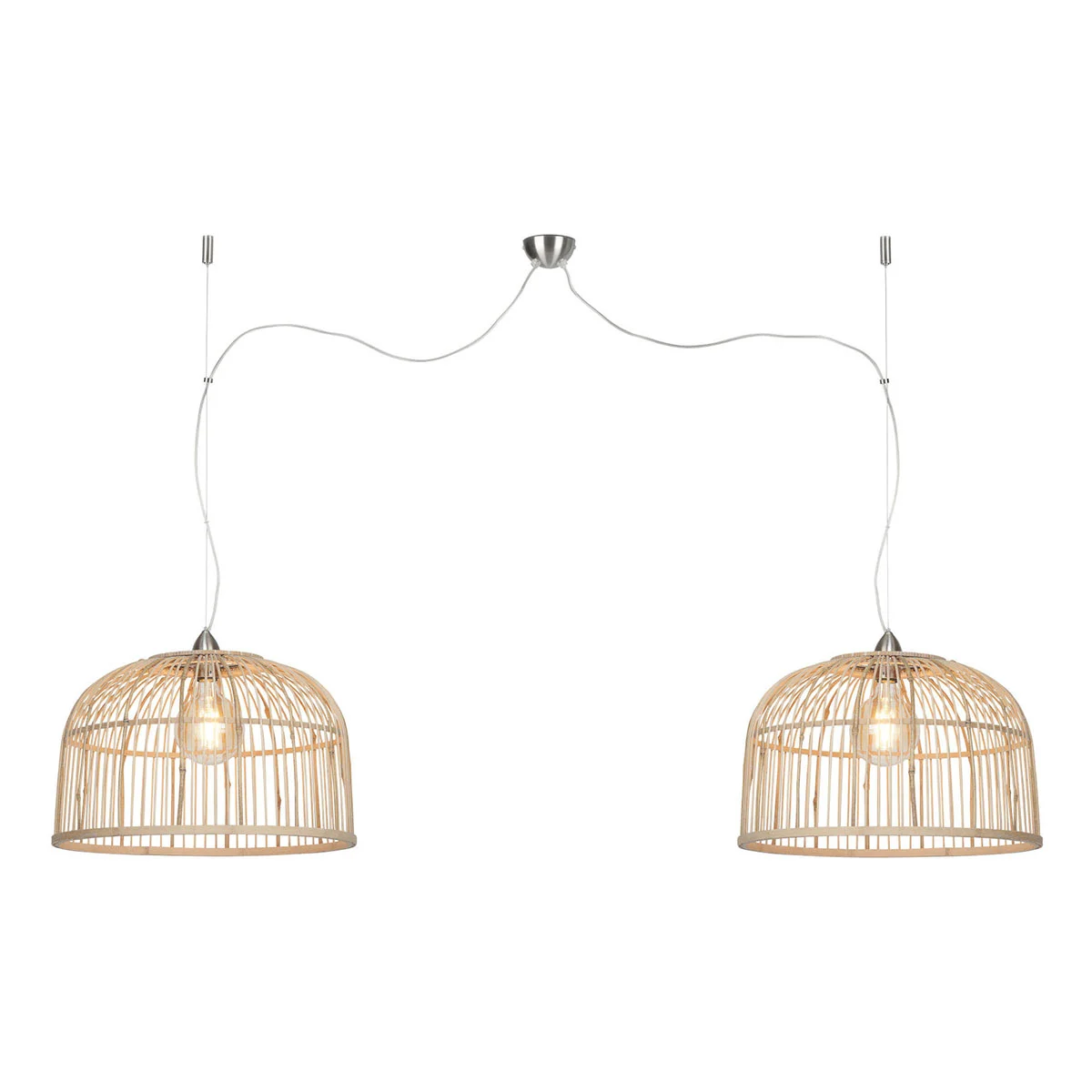 Lámpara colgante de bambú natural/níquel de 2 luces L GOOD & MOJO Borneo