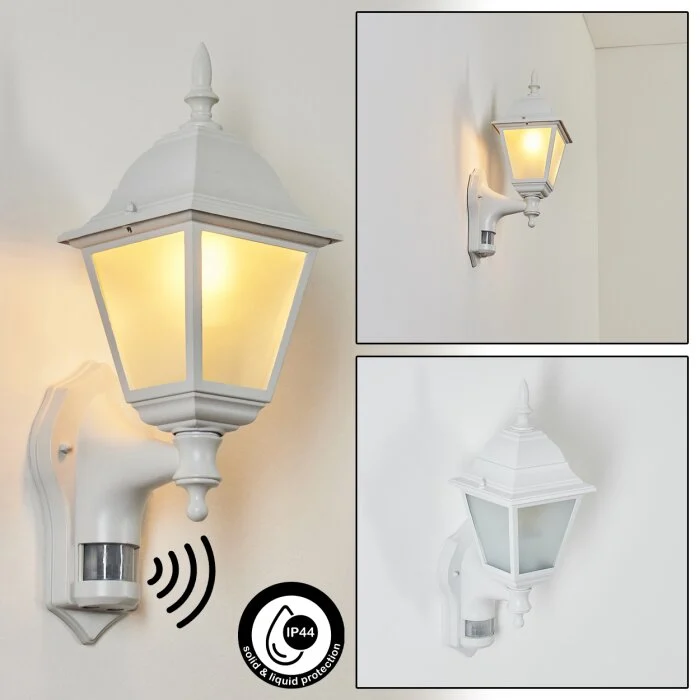 Naofe Aplique para exterior Blanca, 1 luz, Sensor de movimiento