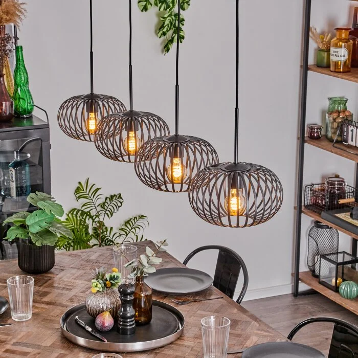 Oravi Lámpara Colgante - Cristal 25 cm Negro, 4 luces