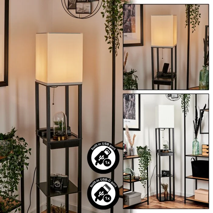 Pambor Lámpara de Pie Negro, 1 luz