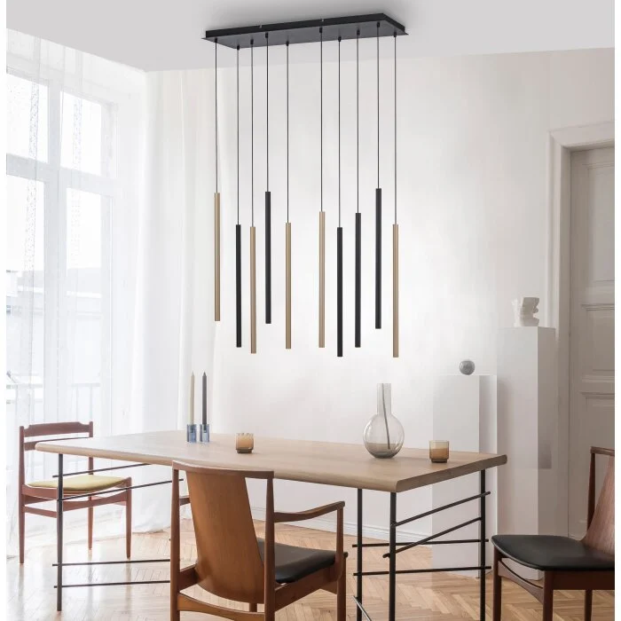 Paul Neuhaus FLUTE Lámpara Colgante LED Negro, 10 luces