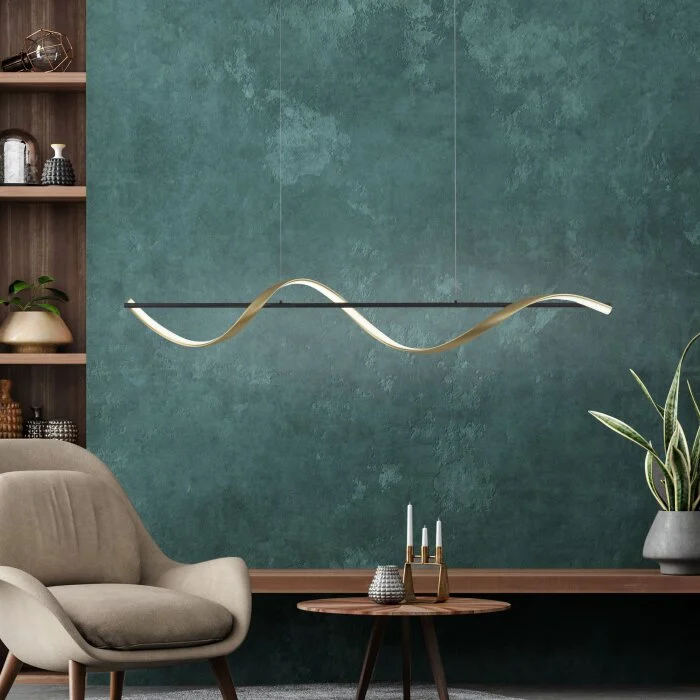Paul Neuhaus Q-SWING Lámpara Colgante LED Antracita, dorado, 1 luz, Mando a distancia