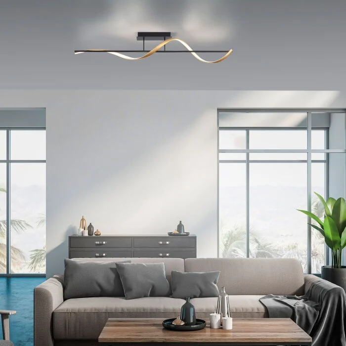 Paul Neuhaus Q-SWING Lámpara de Techo LED Antracita, dorado, 1 luz, Mando a distancia
