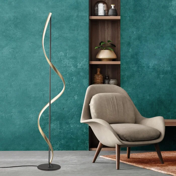 Paul Neuhaus QSWING Lámpara de Pie LED Antracita, dorado, 1 luz, Mando a distancia