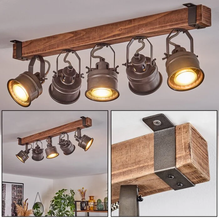 Pehefito Lámpara de Techo Marrón, Negro, 5 luces
