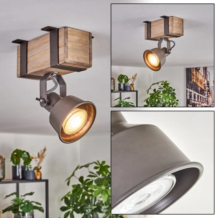 Pehefito Plafones, Spot techo Gris, Crudo, 1 luz