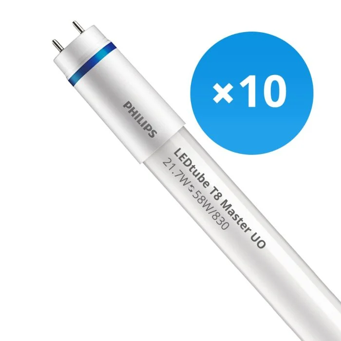 Multipack 10x Philips Tubo LED T8 MASTER (EM/Mains) Ultra Output 21.7W 3400lm - 830 Luz Cálida | 150cm - Reemplazo 58W