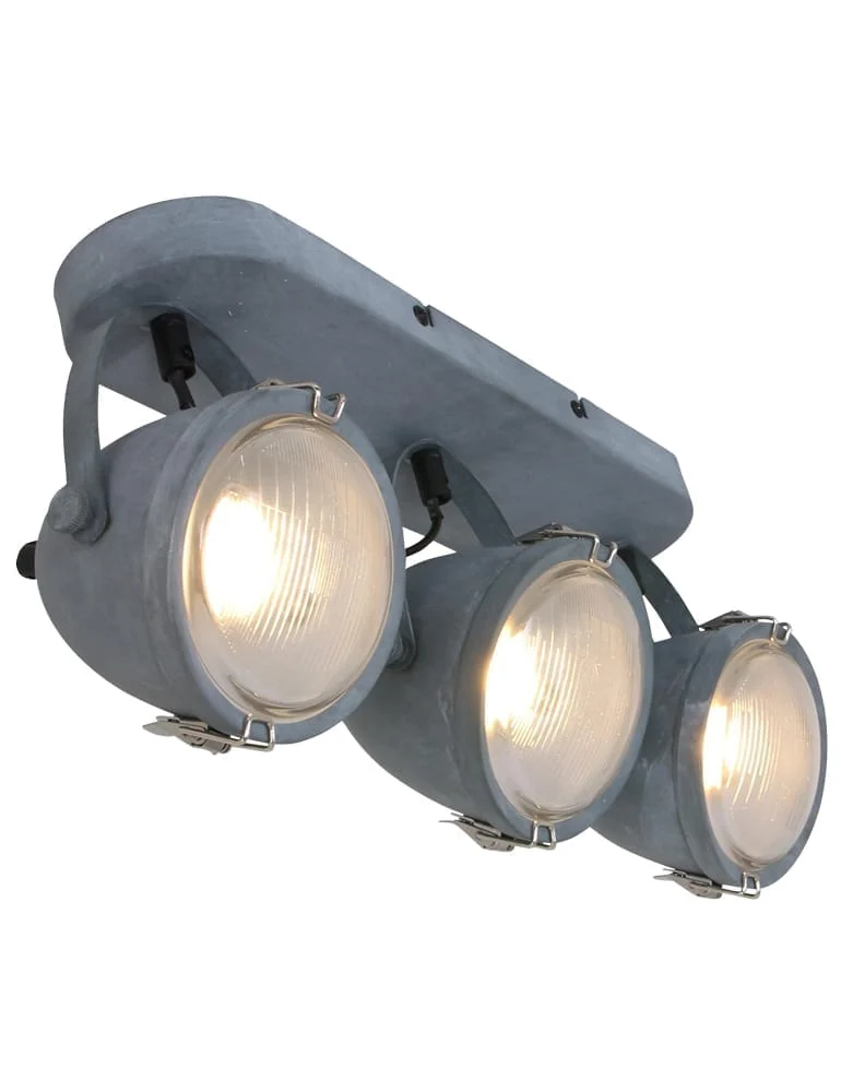 Plafón de estilo industrial antracita con 3 focos Mexlite