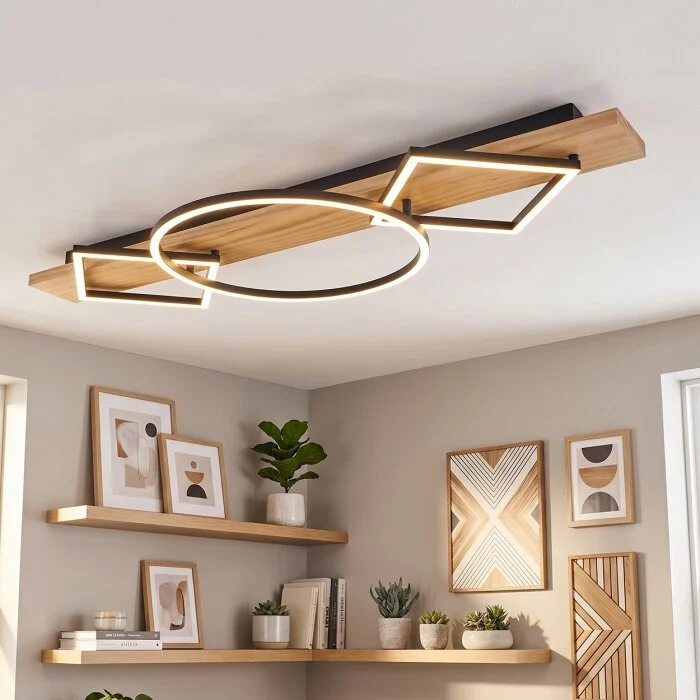 Pompu Plafones LED Madera clara, Negro, 2 luces