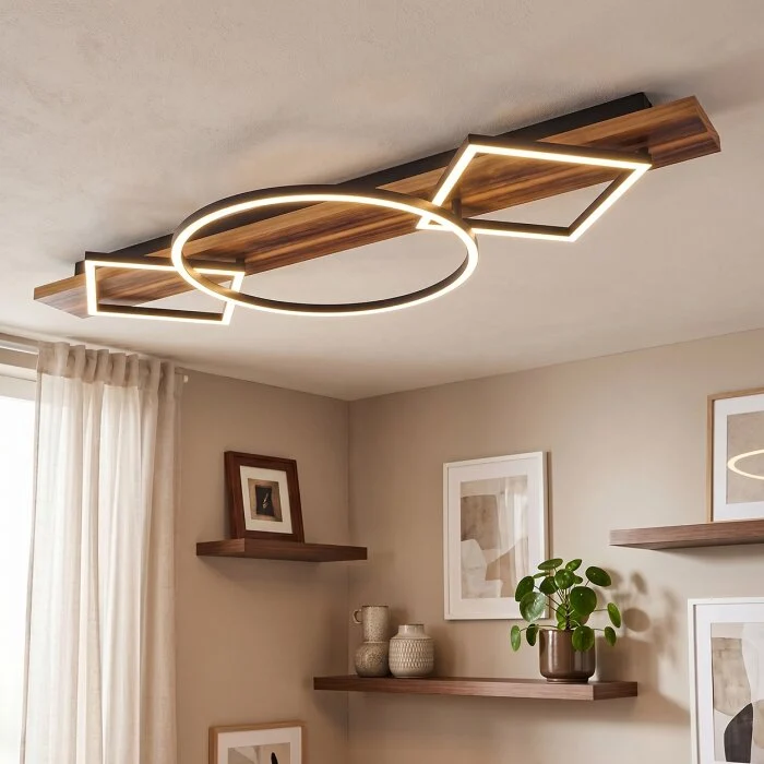 Pompu Plafones LED Madera oscura, Negro, 1 luz