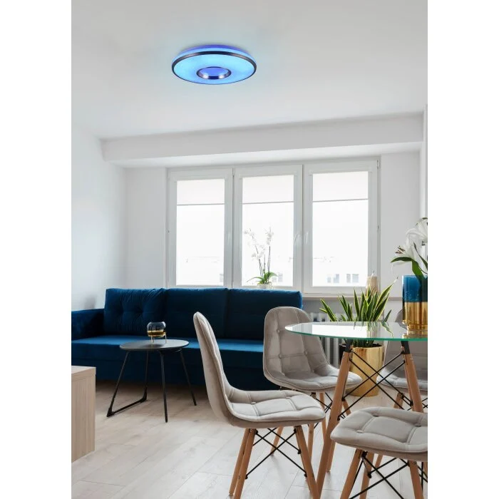 Reality Realta Lámpara de Techo LED aluminio bruñido, 2 luces, Mando a distancia, Cambia de color