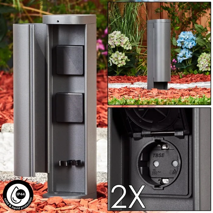Reigolil Columna caja de enchufes Antracita, Negro