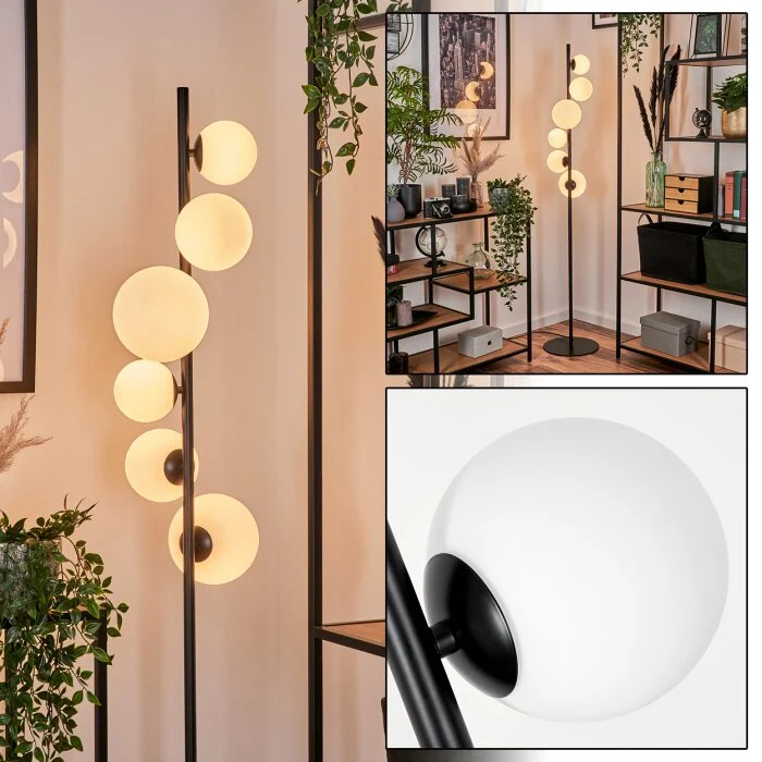 Remaisnil Lámpara de Pie - Cristal 10 cm, 12 cm, 15 cm Blanca, 6 luces