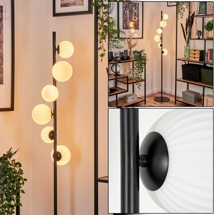 Remaisnil Lámpara de Pie - Cristal 10 cm, 12 cm Blanca, 6 luces