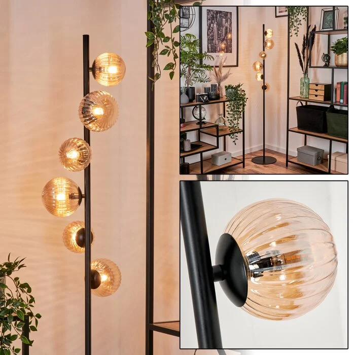 Remaisnil Lámpara de Pie - Cristal 10 cm, 12 cm Colores ámbar, 6 luces