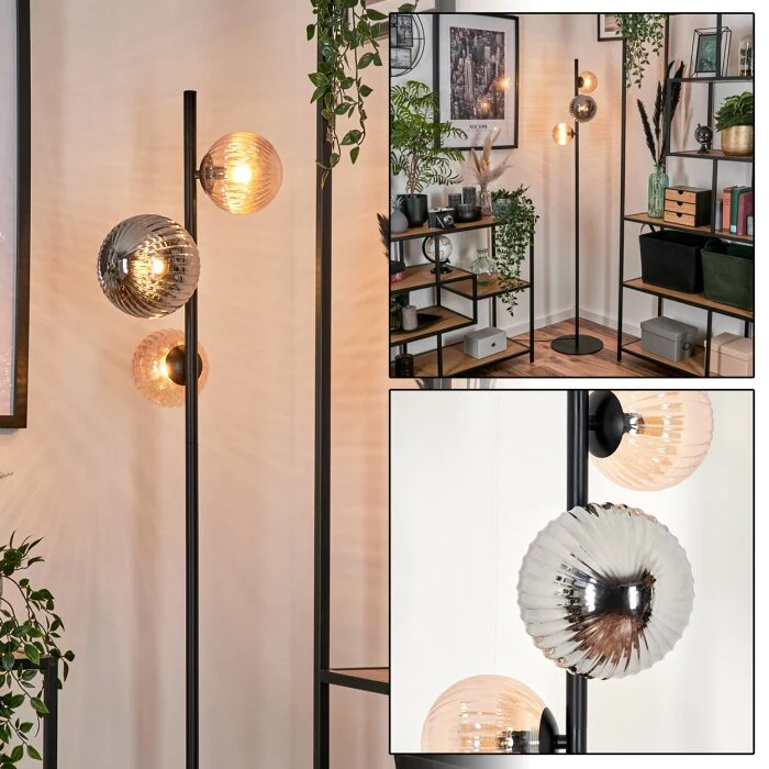Remaisnil Lámpara de Pie - Cristal 12 cm, 15 cm Negro, 3 luces