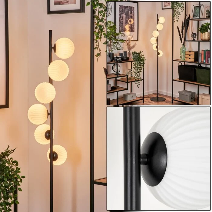 Remaisnil Lámpara de Pie - Cristal 12 cm Blanca, 6 luces