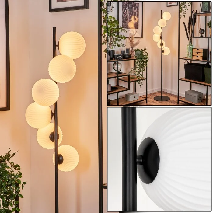 Remaisnil Lámpara de Pie - Cristal 15 cm Blanca, 6 luces