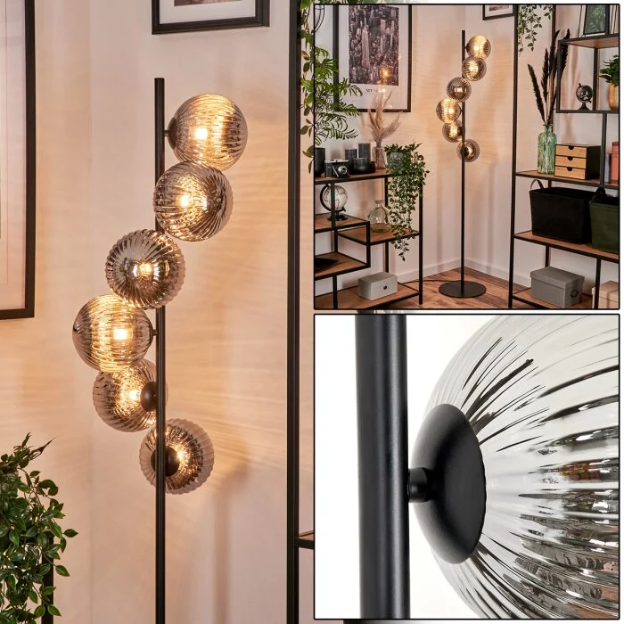 Remaisnil Lámpara de Pie - Cristal 15 cm Ahumado, 6 luces