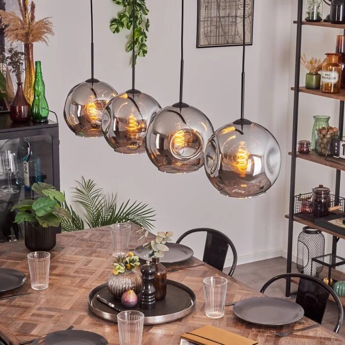 Ripoll Lámpara Colgante - Cristal 25 cm Cromo, 4 luces