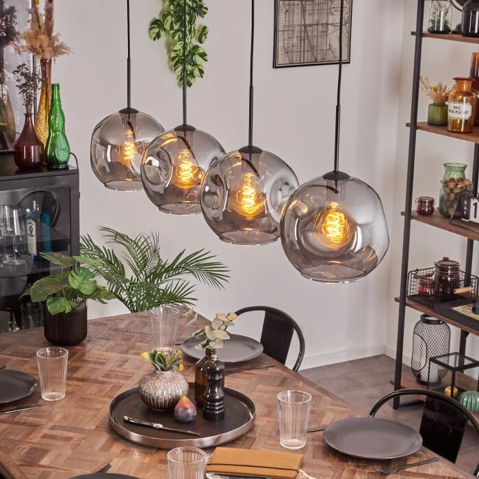 Ripoll Lámpara Colgante - Cristal 25 cm Ahumado, 4 luces