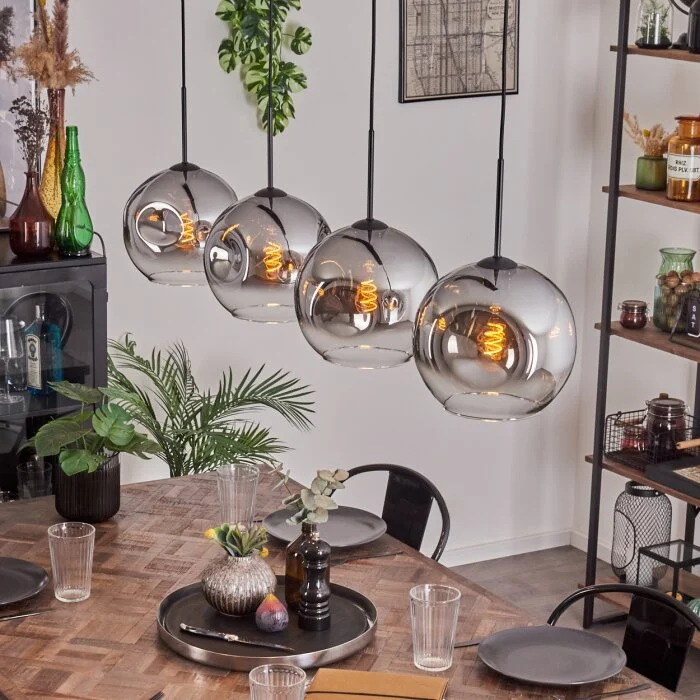 Ripoll Lámpara Colgante - Cristal 25 cm Cromo, Transparente, 4 luces
