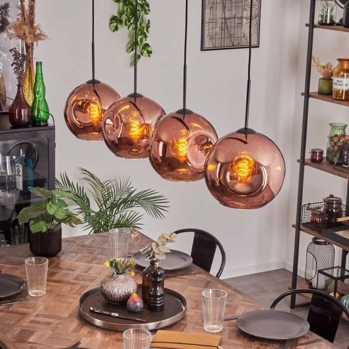 Ripoll Lámpara Colgante - Cristal 25 cm Color cobre, 4 luces