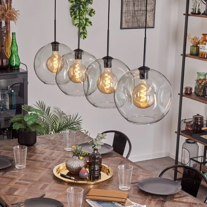 Ripoll Lámpara Colgante - Cristal 30 cm Transparente, 4 luces