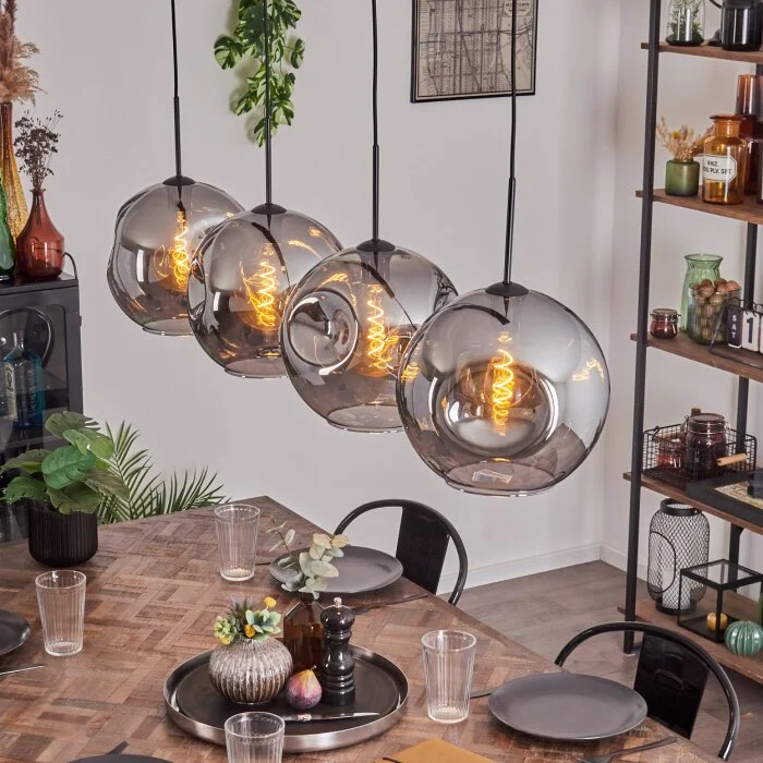 Ripoll Lámpara Colgante - Cristal 30 cm Ahumado, 4 luces