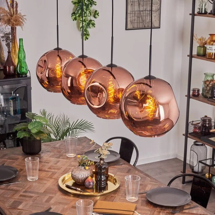 Ripoll Lámpara Colgante - Cristal 30 cm Color cobre, 4 luces