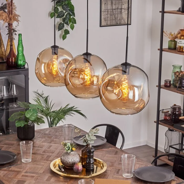 Ripoll Lámpara Colgante - Cristal 30 cm Negro, 3 luces