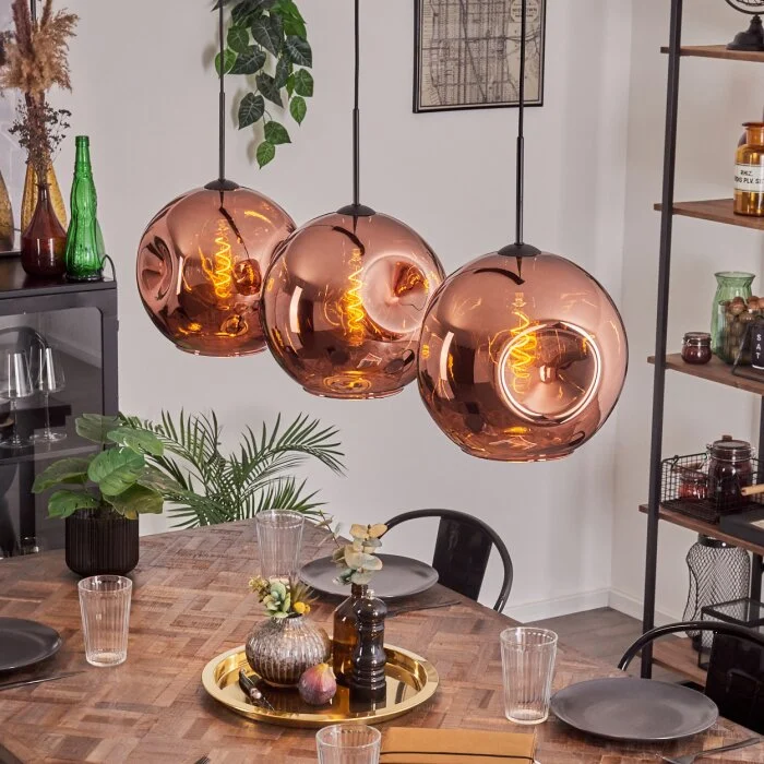 Ripoll Lámpara Colgante - Cristal 30 cm Color cobre, 3 luces