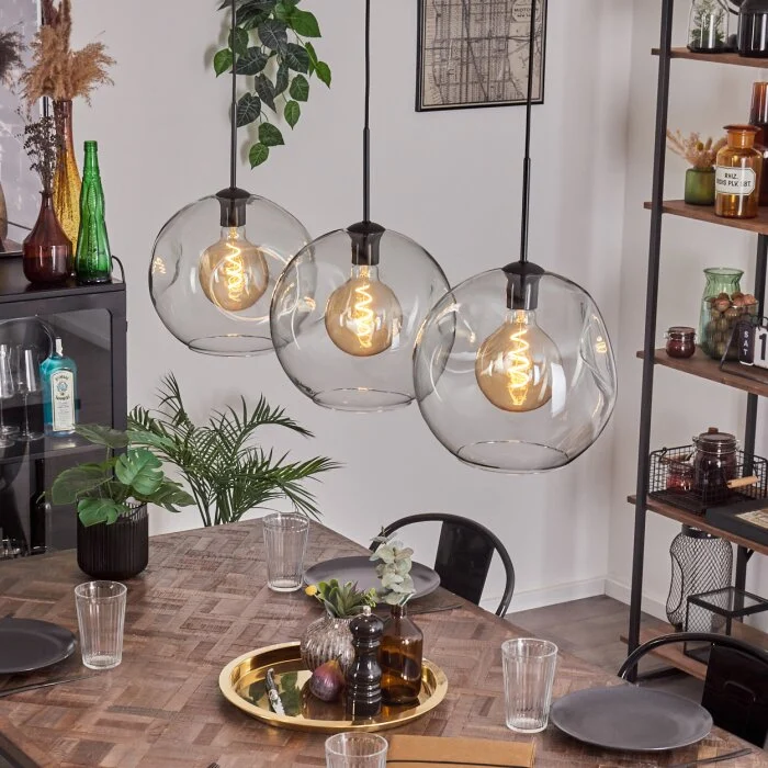 Ripoll Lámpara Colgante - Cristal 30 cm Transparente, 3 luces