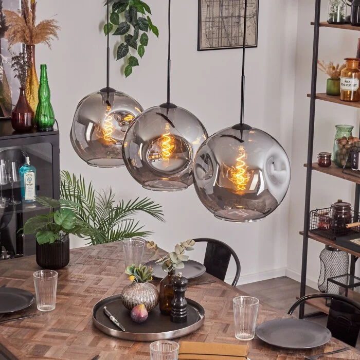 Ripoll Lámpara Colgante - Cristal 30 cm Ahumado, 3 luces