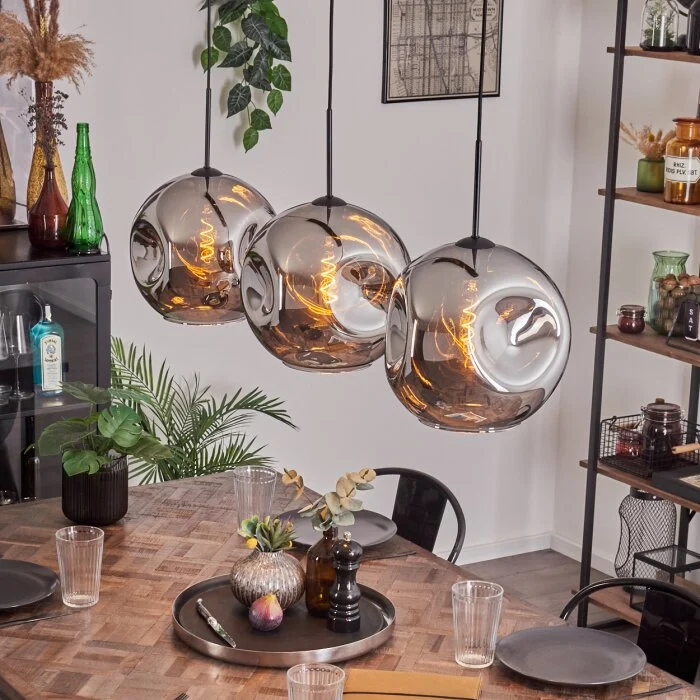 Ripoll Lámpara Colgante - Cristal 30 cm Cromo, 3 luces