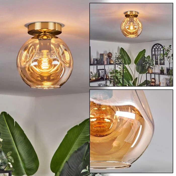 Ripoll Lámpara de Techo - Cristal 20 cm dorado, Negro, 1 luz