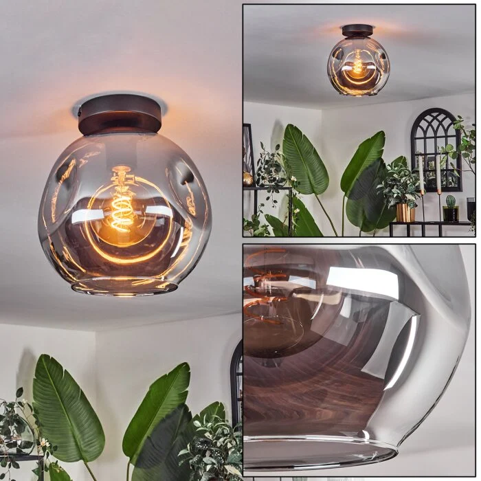 Ripoll Lámpara de Techo - Cristal 25 cm Ahumado, 1 luz