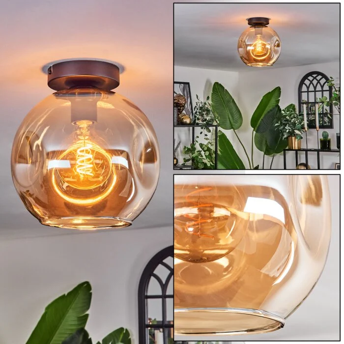 Ripoll Lámpara de Techo - Cristal 25 cm Colores ámbar, 1 luz