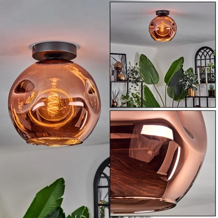 Ripoll Lámpara de Techo - Cristal 25 cm Color cobre, 1 luz