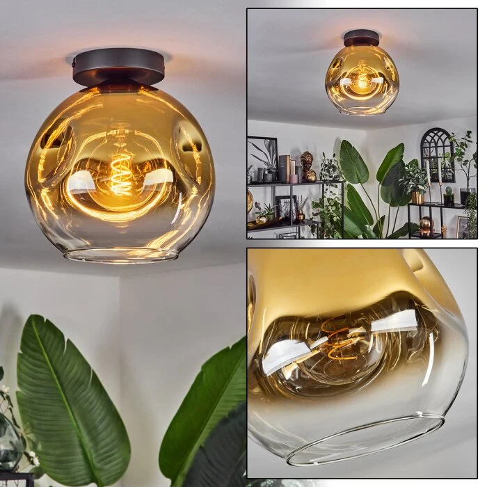 Ripoll Lámpara de Techo - Cristal 25 cm dorado, Transparente, 1 luz