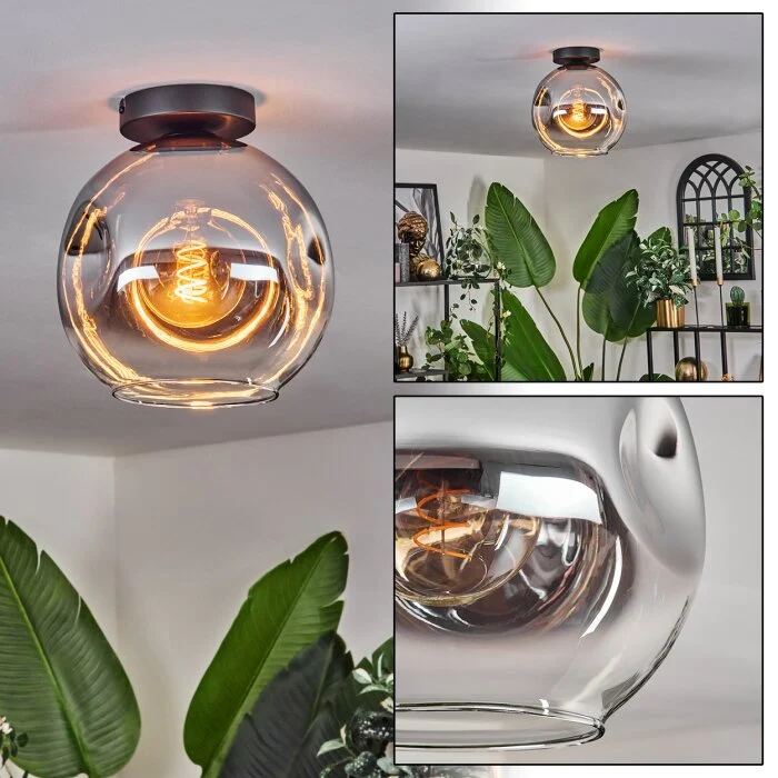 Ripoll Lámpara de Techo - Cristal 25 cm Cromo, Transparente, 1 luz
