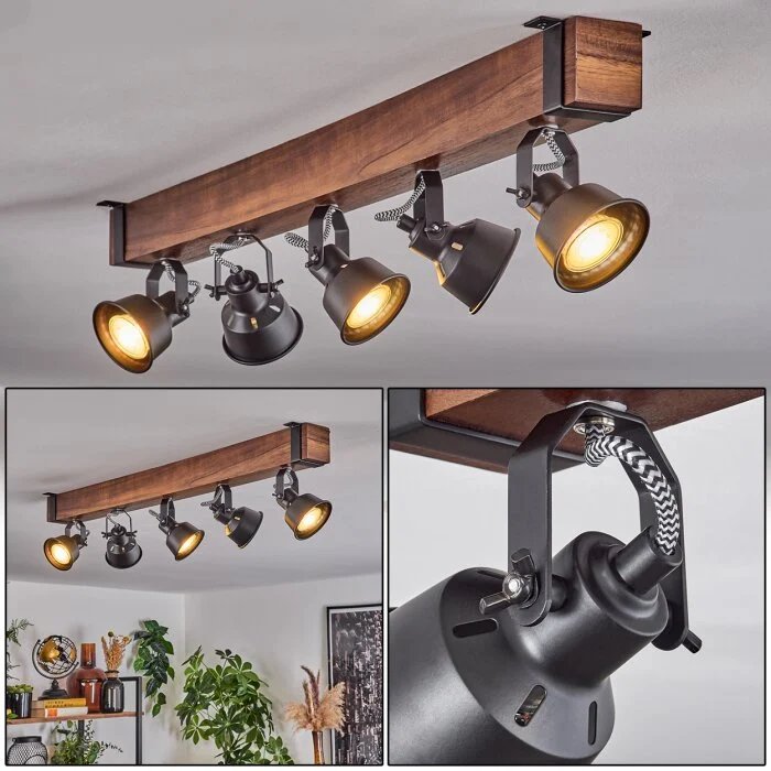 Safari Lámpara de Techo Marrón, Negro, 5 luces