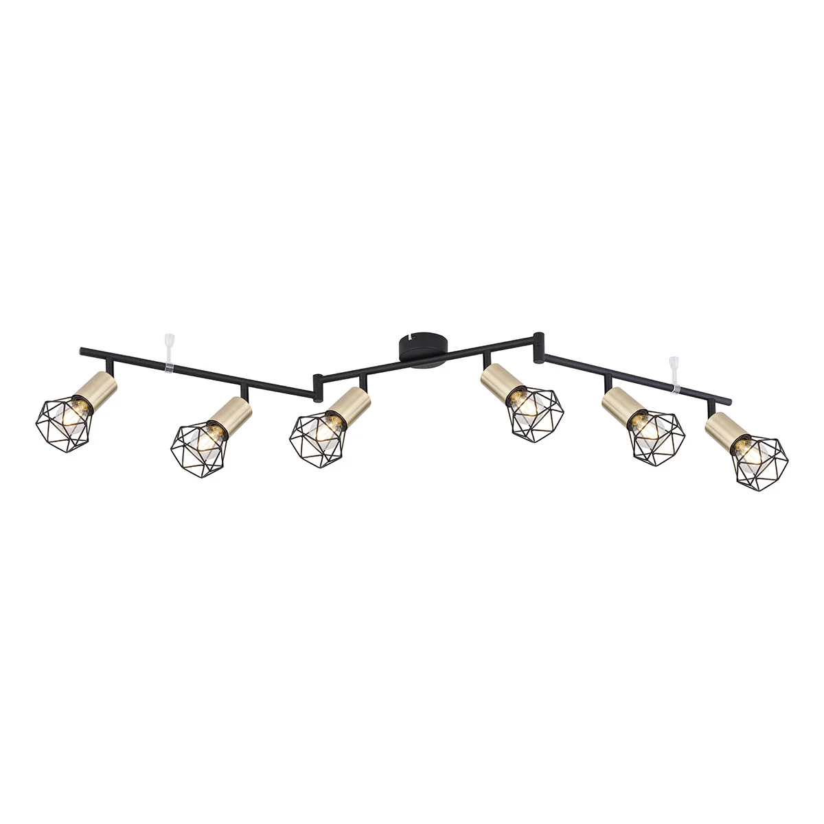 Spot con capucha de rejilla negro/latón de 6 luces Globo Xara I