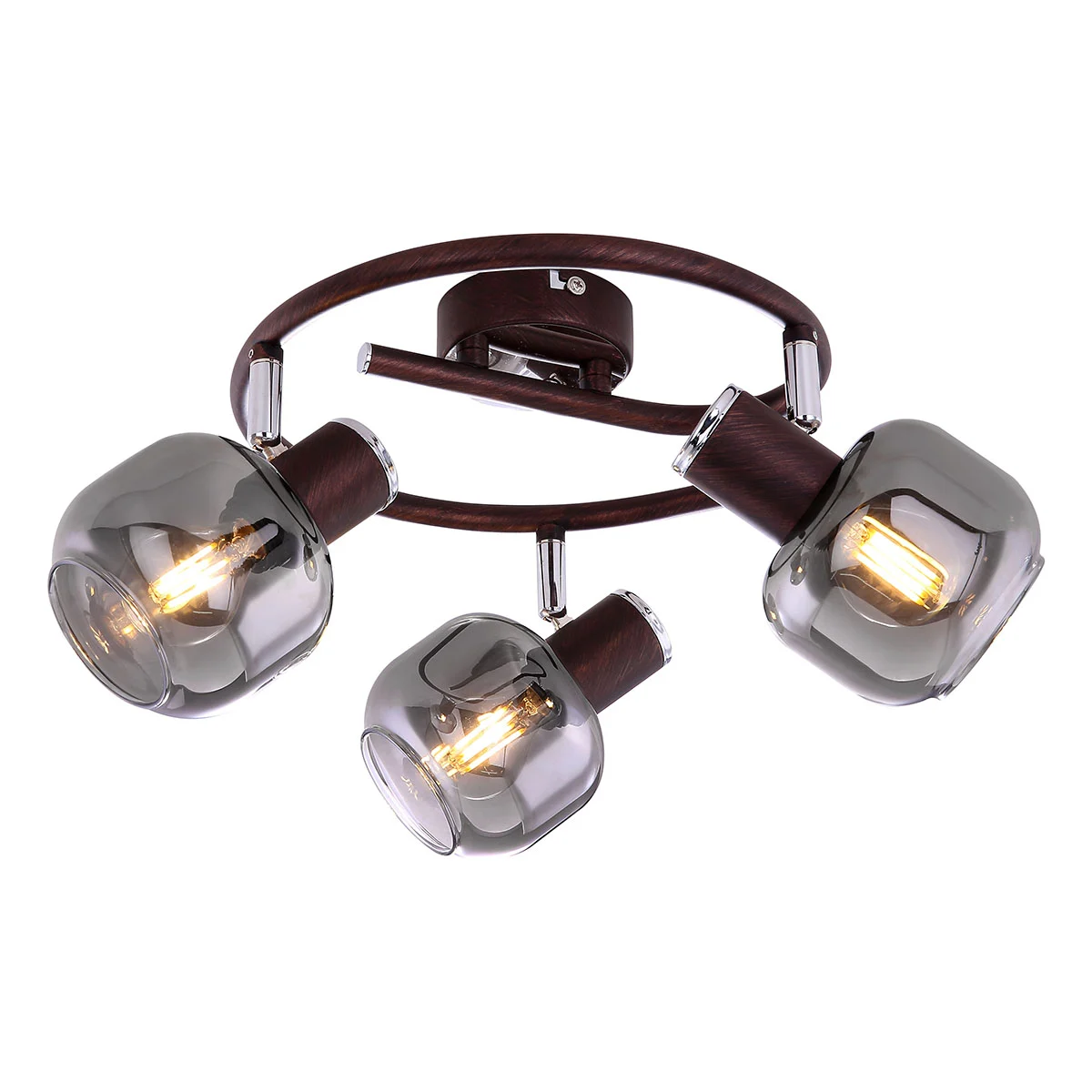 Spot de 3 luces bronce metal/cristal ahumado Globo Pallo