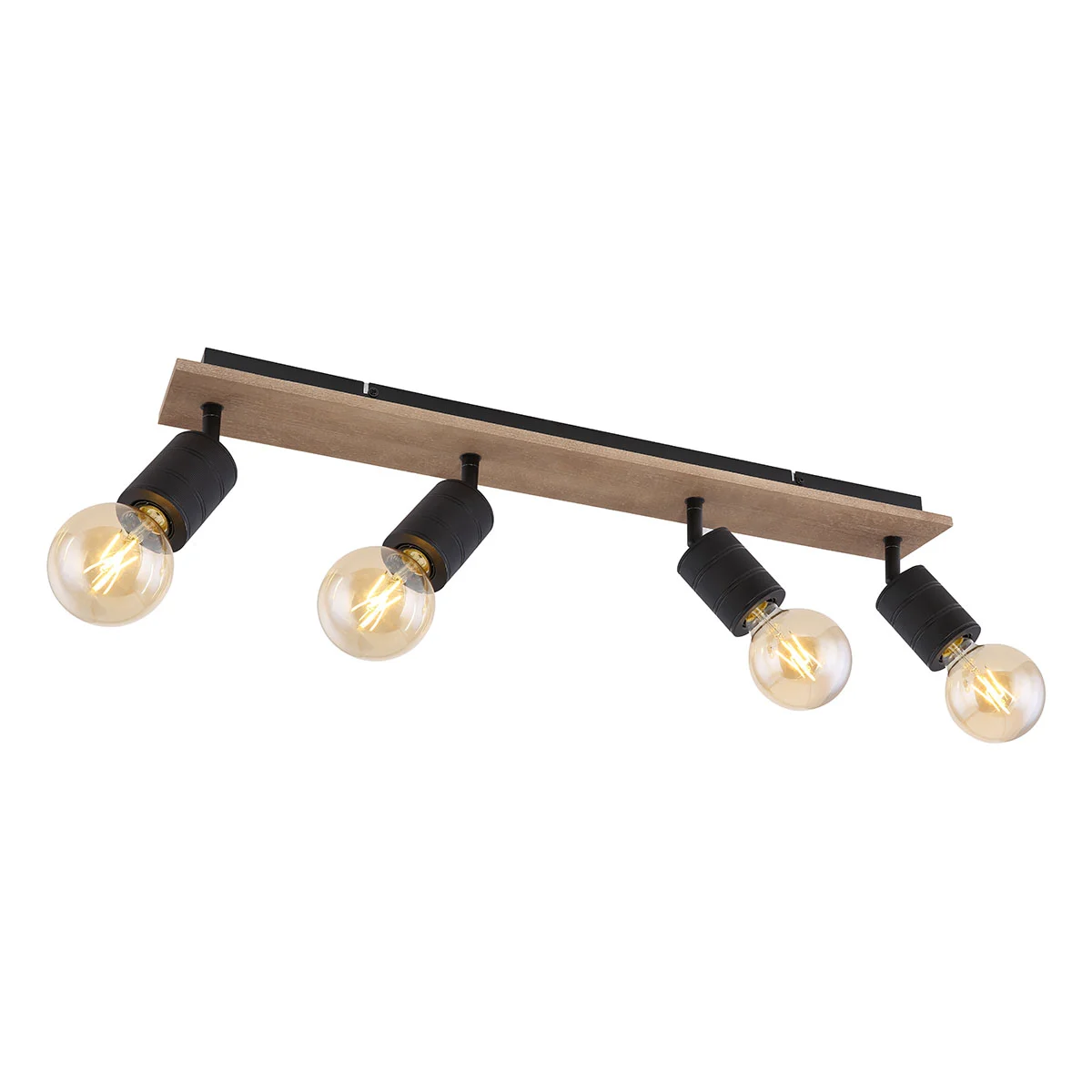 Spot de 4 luces marrón/negro de madera/metal Globo Josella